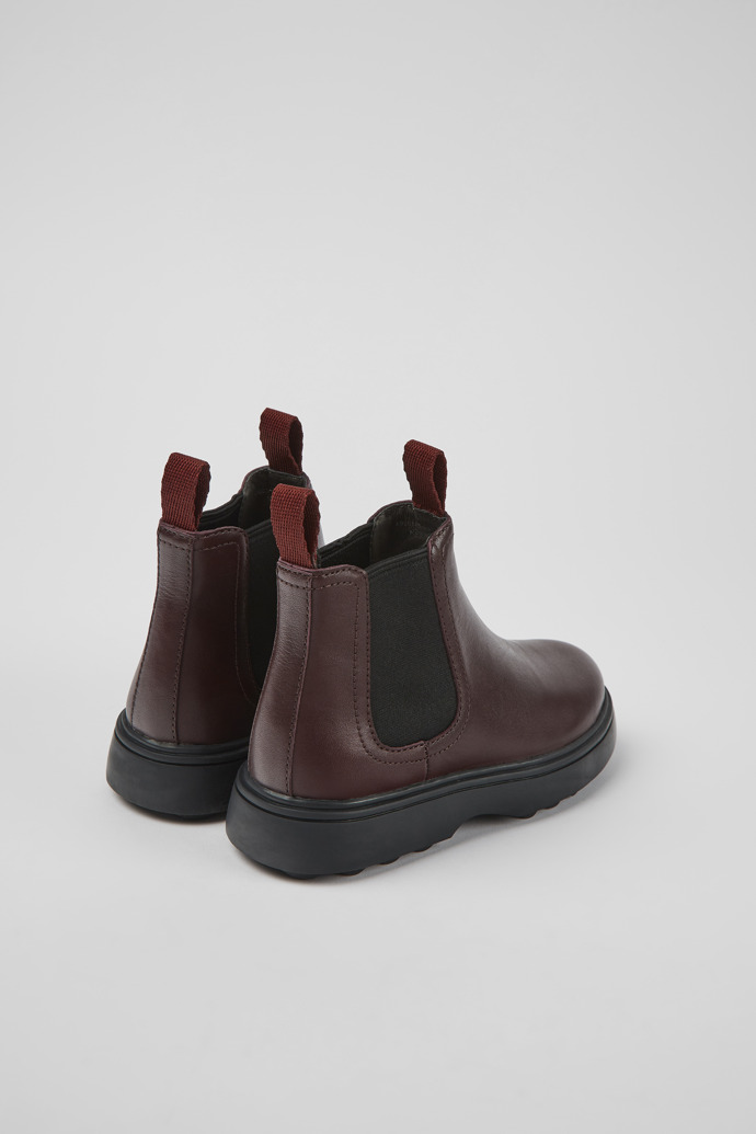 Back view of Norte Burgundy leather Chelsea boots for kids