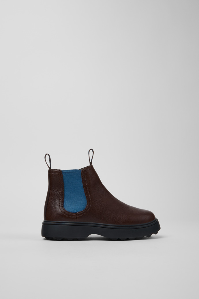 Side view of Norte Brown Leather Ankle Boots for Kids.