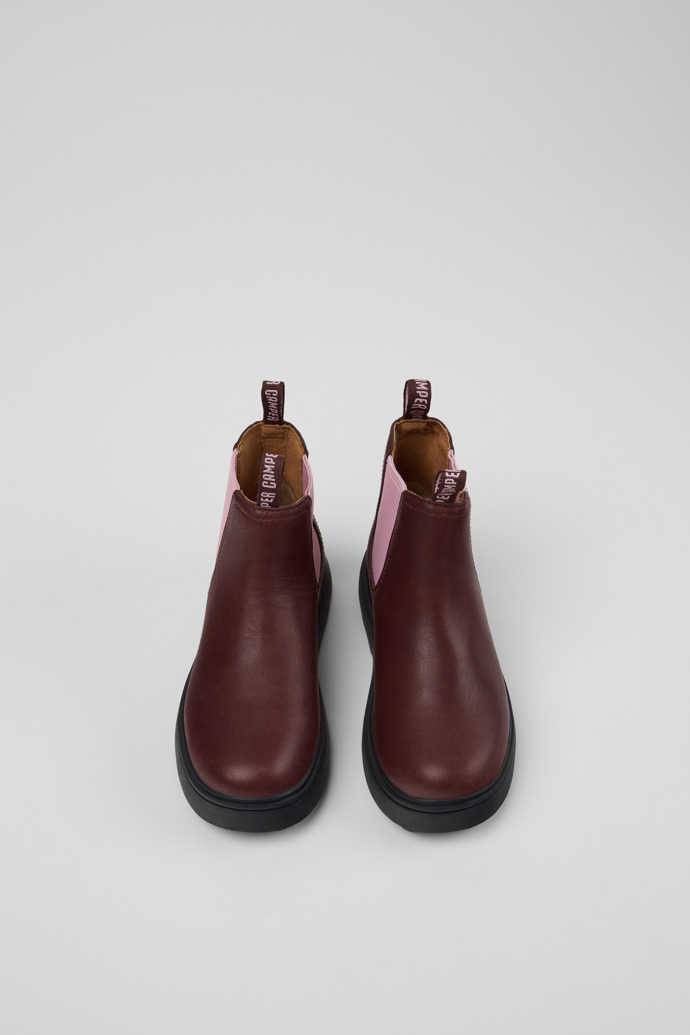Norte Botines de piel burdeos para niños.