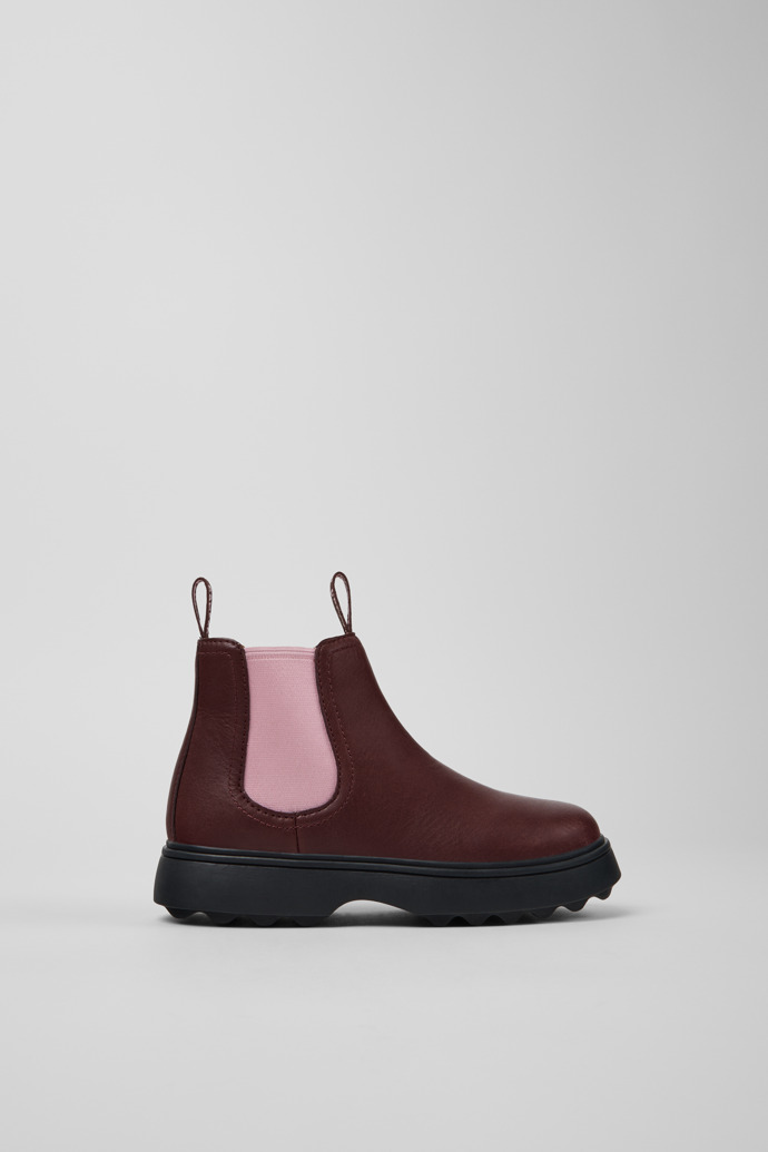 Norte Botines de piel burdeos para niños.