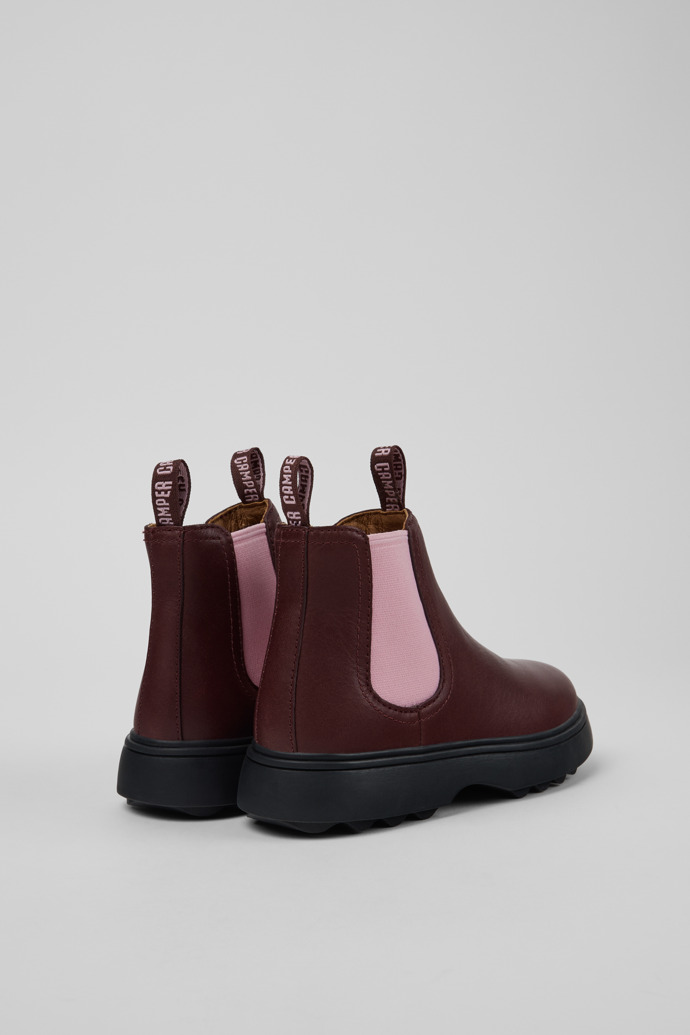 Norte Botines de piel burdeos para niños.