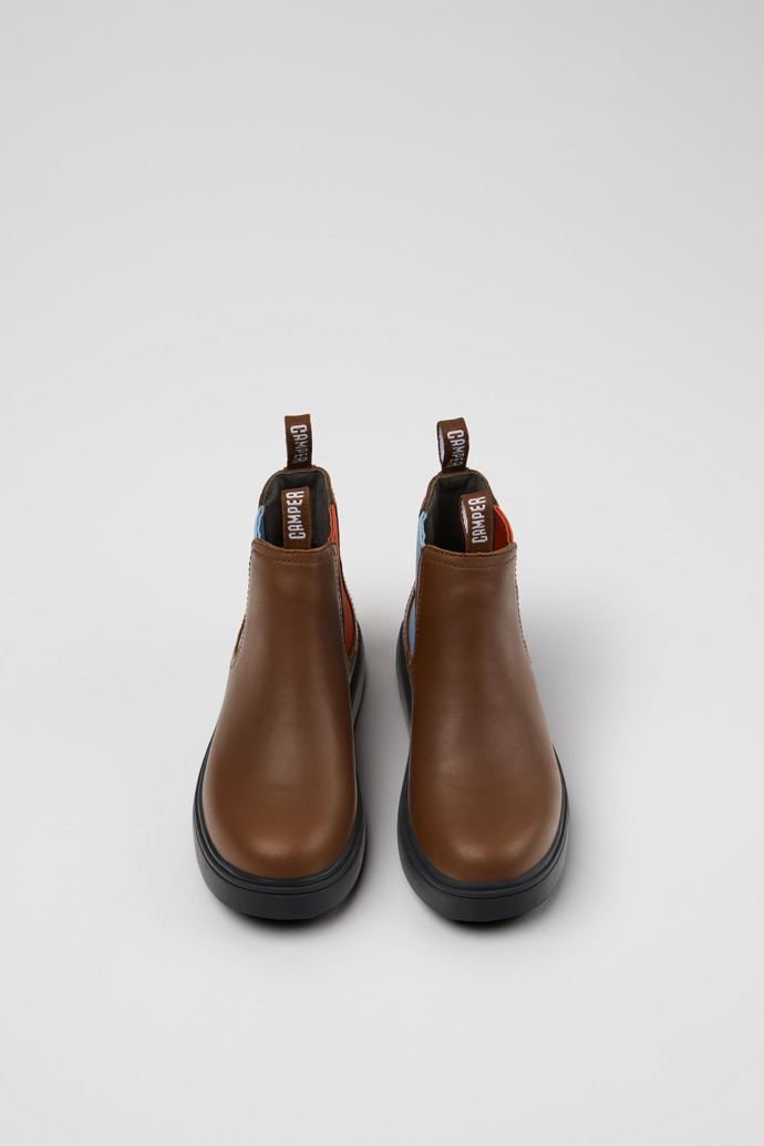 Overhead view of Twins Multicolor Leather Ankle Boots for Children.