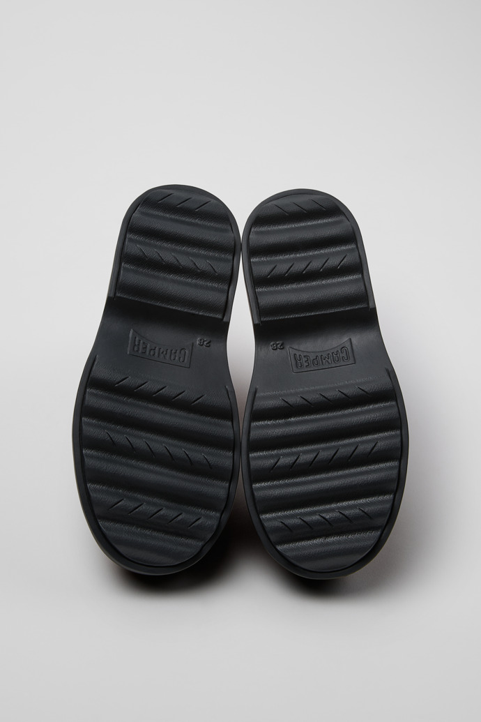 The soles of Twins Multicolor Leather Ankle Boots for Children.
