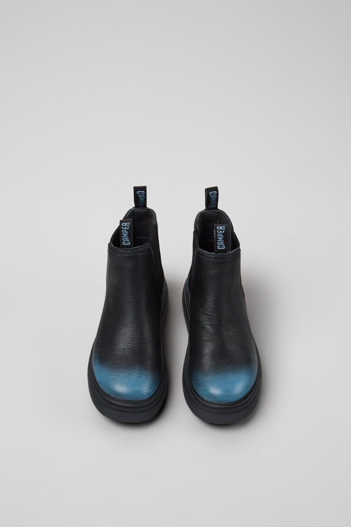 Norte Schwarze und blaue Lederstiefeletten für Kinder.