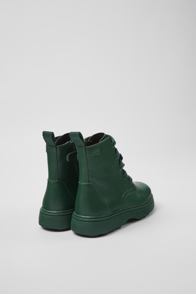 Back view of Twins Green leather ankle boots for kids