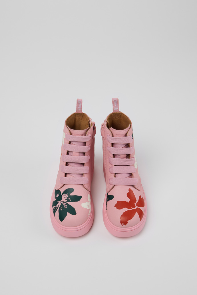 Overhead view of Twins Multicolor Leather Ankle Boots for Kids.