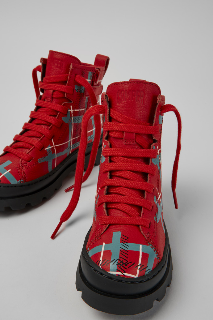 Close-up view of Brutus Multicolor lace up leather boots