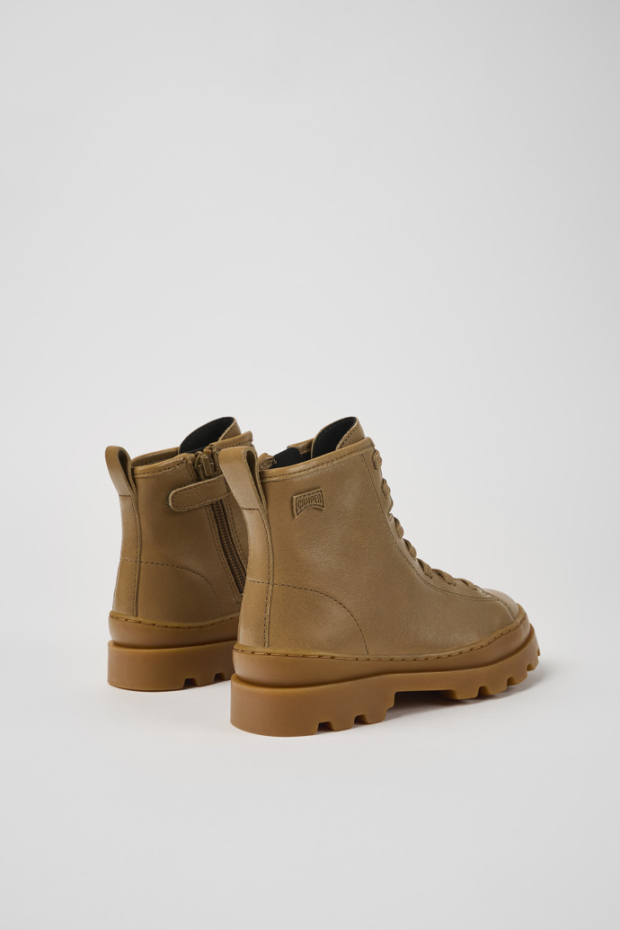 Back view of Brutus Brown leather ankle boots for kids