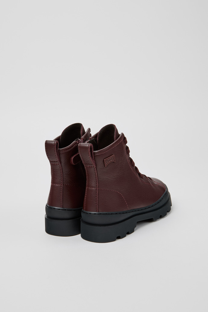 Back view of Brutus Burgundy Leather Ankle Boots for Kids.