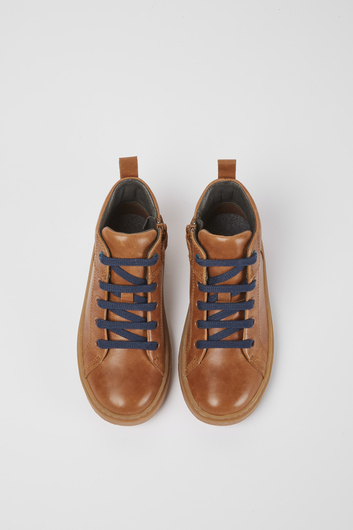 Overhead view of Kido Light brown ankle boots