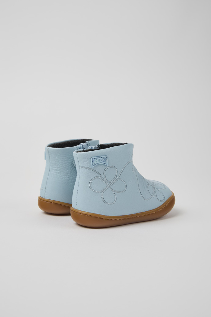 Back view of Twins Blue Leather ankle boot for kids