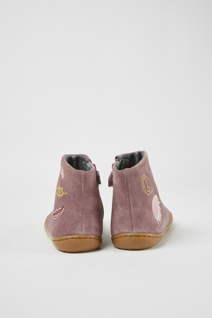 Back view of Twins Purple nubuck ankle boots