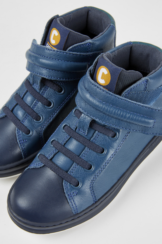 Close-up view of Runner Blue ankle boots
