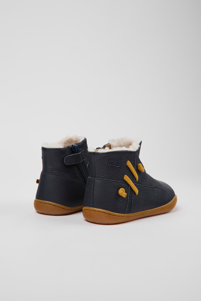 Back view of Peu Navy blue leather ankle boots