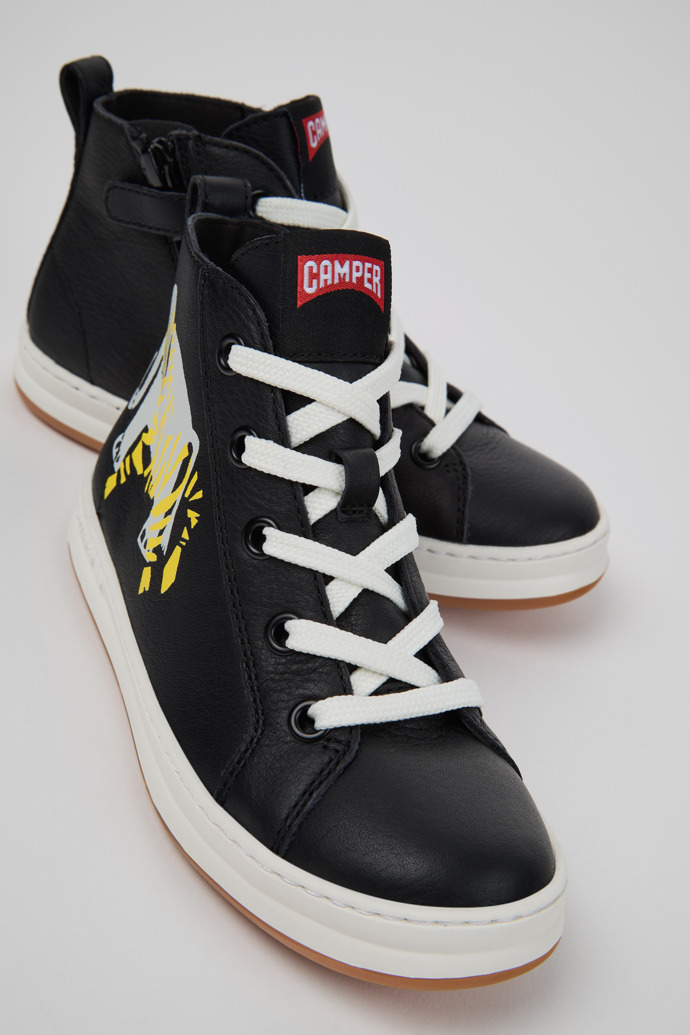 Close-up view of Twins Multicolor Leather Sneaker Booties for Kids.