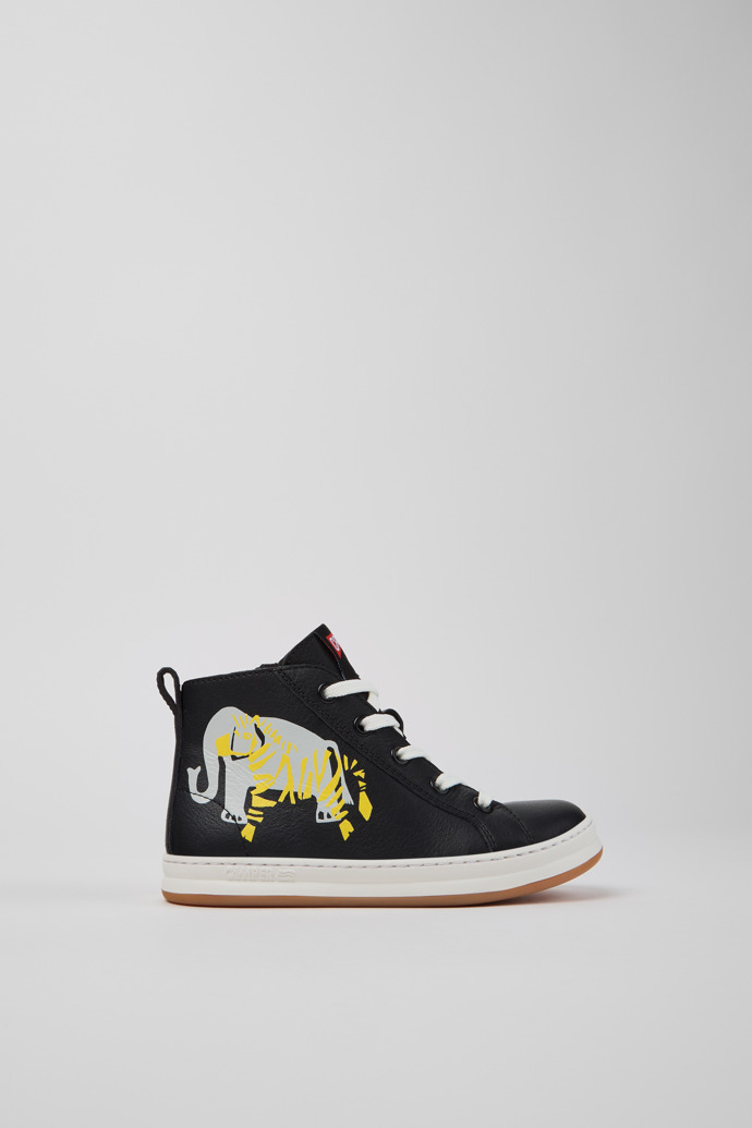 Side view of Twins Multicolor Leather Sneaker Booties for Kids.