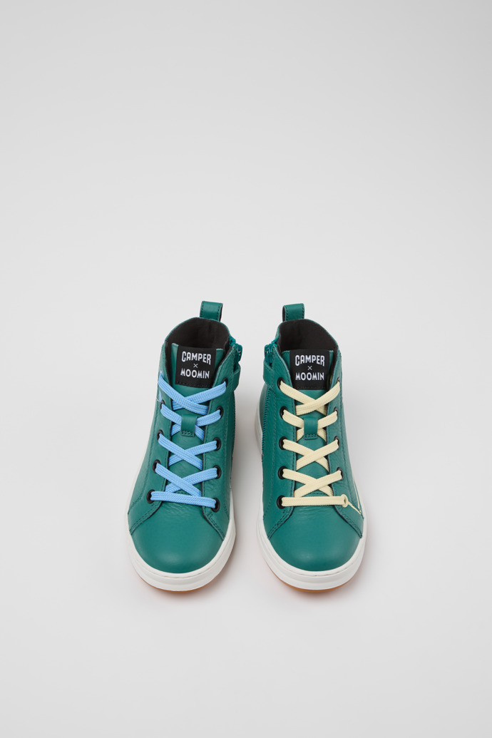 Twins Grüne und weiße Leder-Sneaker für Kinder.