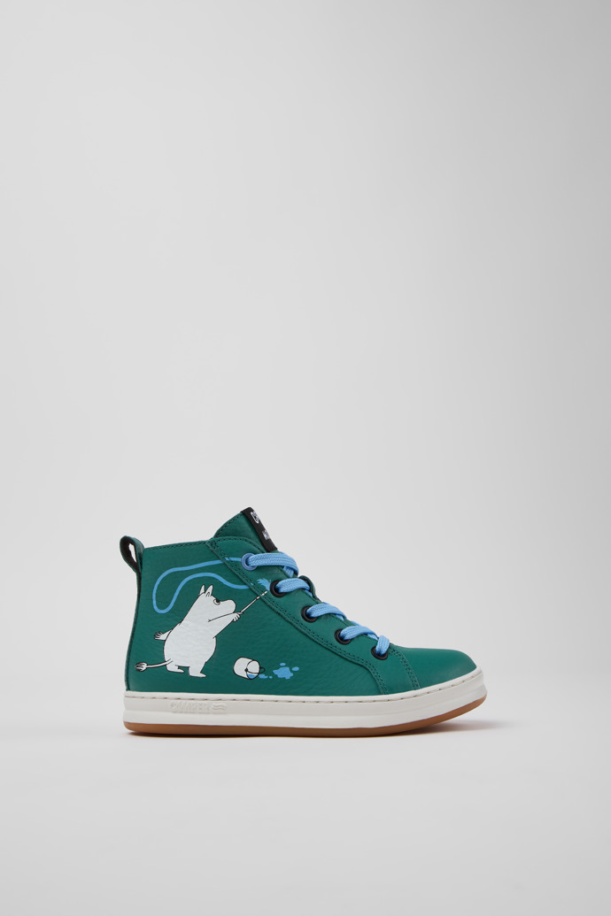 Twins Grüne und weiße Leder-Sneaker für Kinder.