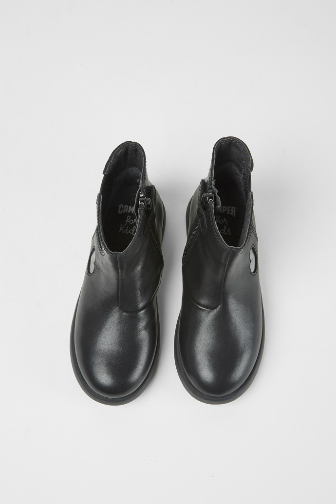 Overhead view of Duet Black leather ankle boots
