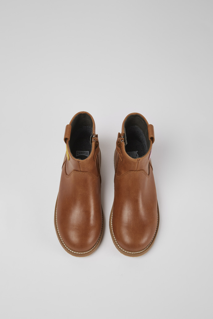 Overhead view of Twins Brown leather ankle boots