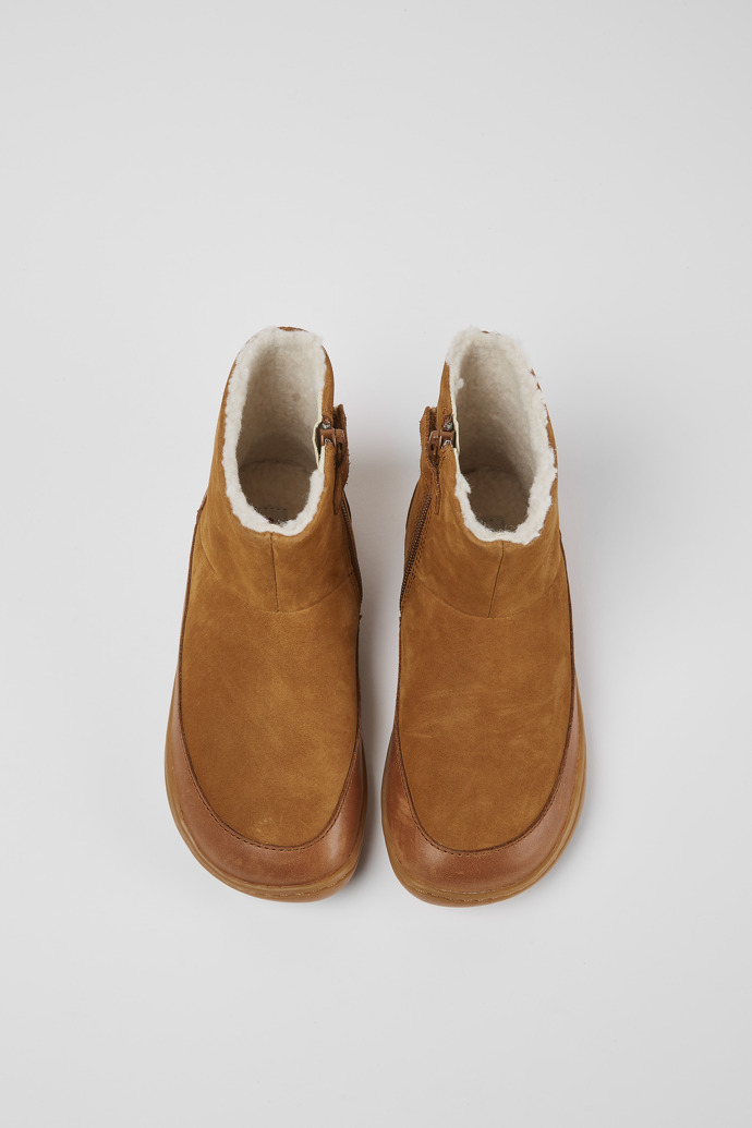 Overhead view of Peu Brown zip ankle boots