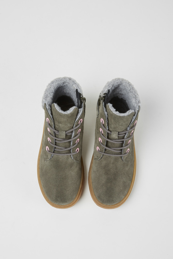 Overhead view of Kiddo Dark green ankle boots