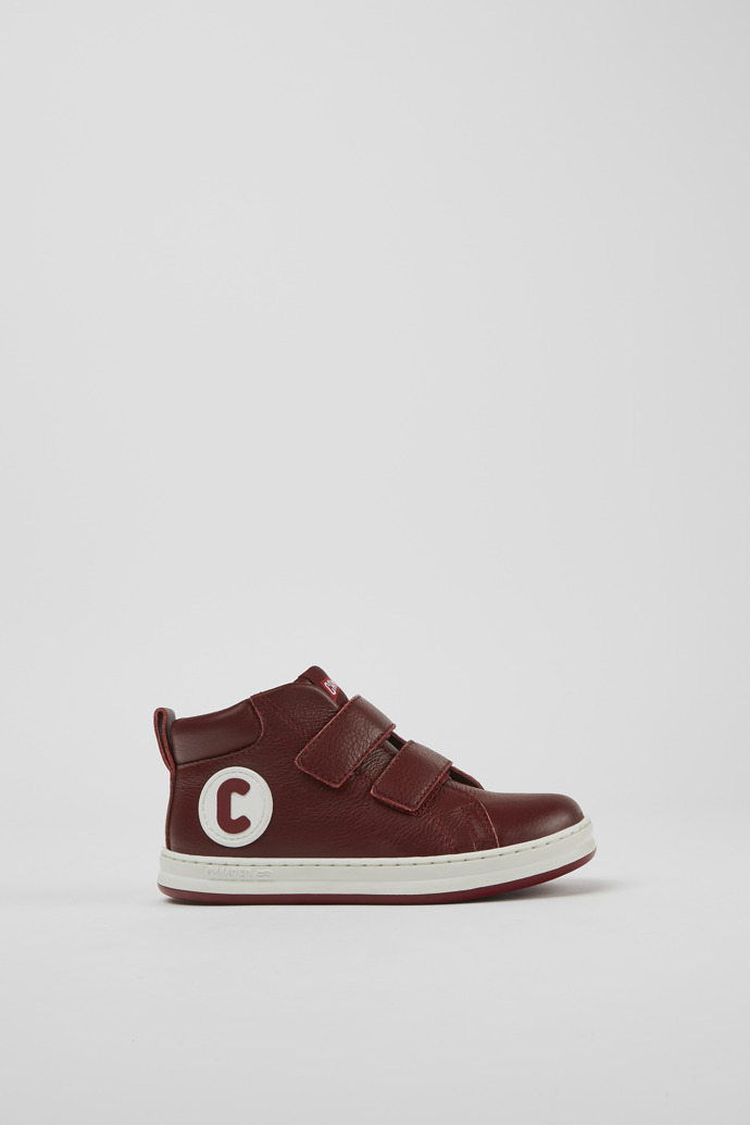Side view of Runner Burgundy and white leather sneakers