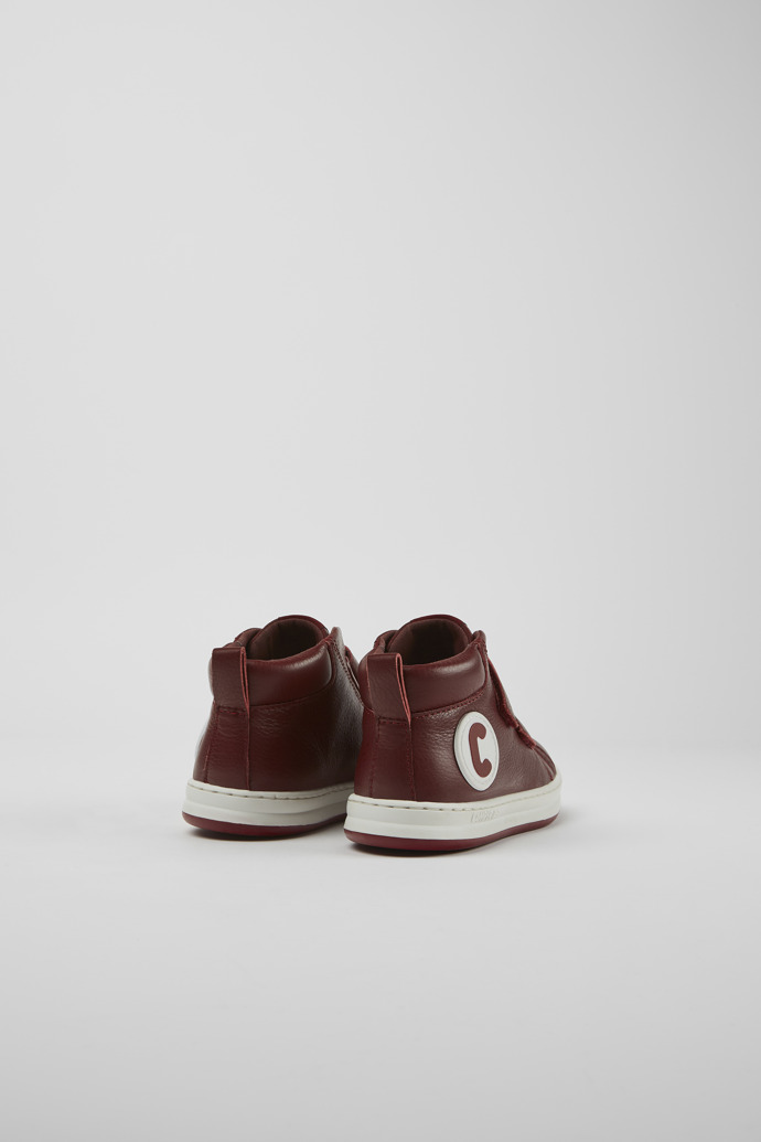 Back view of Runner Burgundy and white leather sneakers