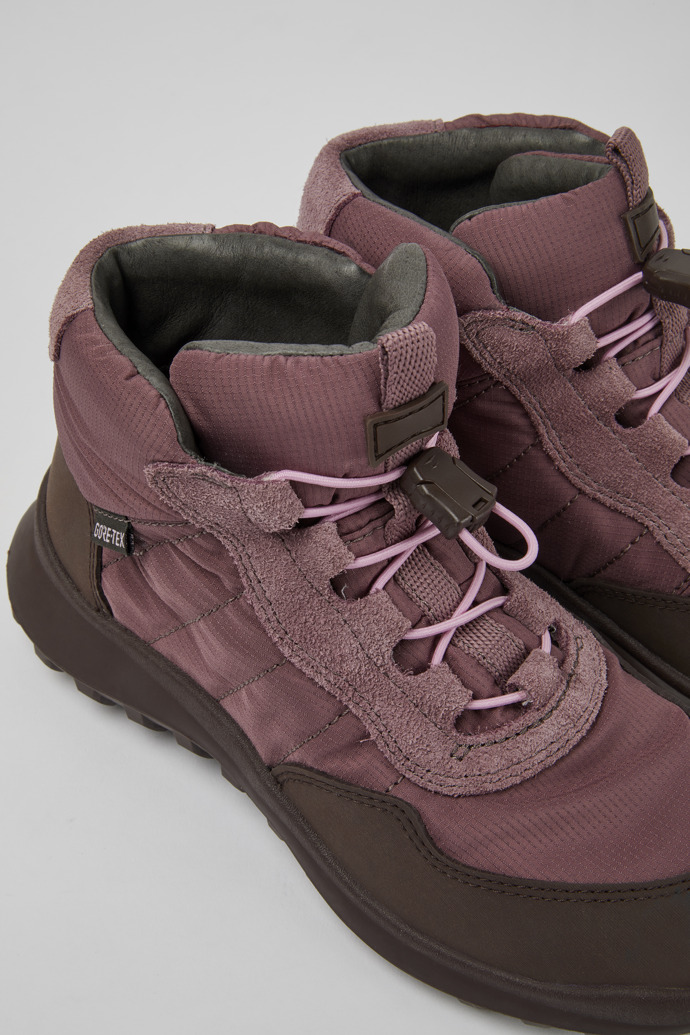 Close-up view of CRCLR Purple ankle boots