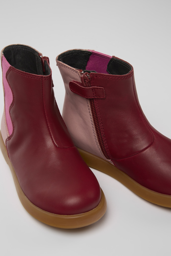 Close-up view of Duet Multicolored leather boots