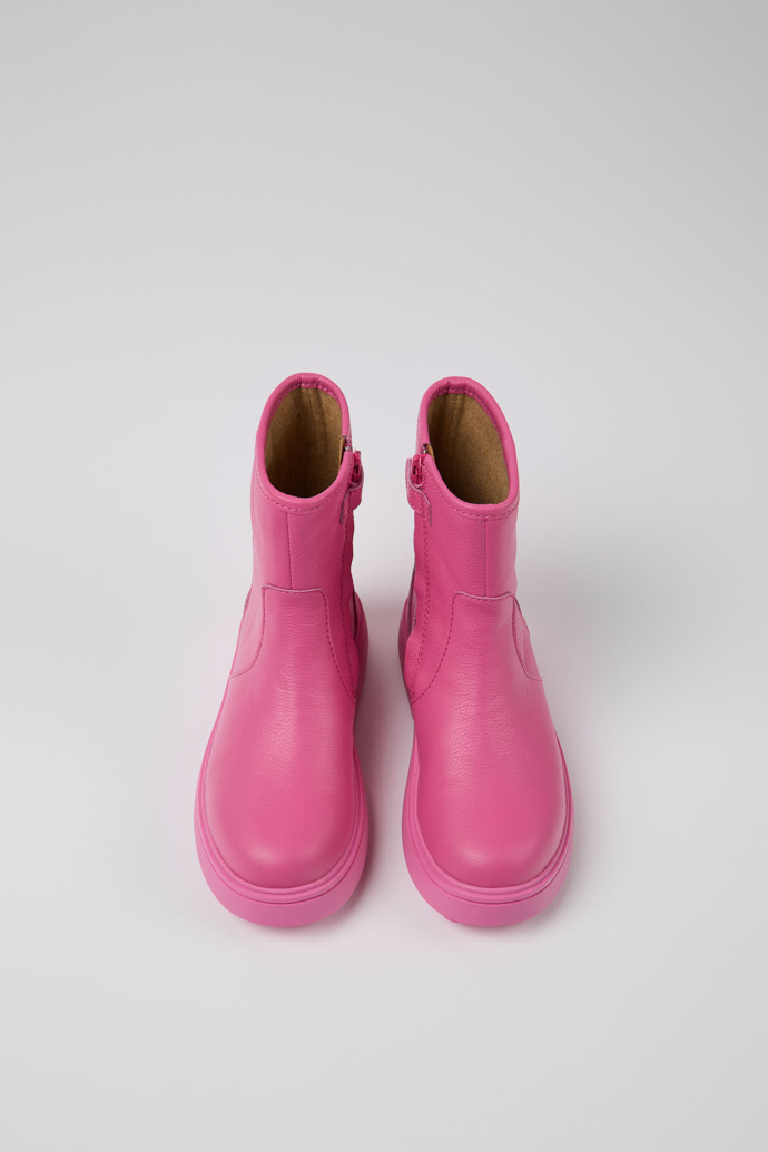 Overhead view of Norte Pink leather boots