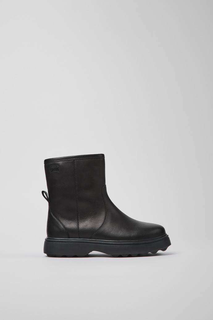 Image of Side view of Norte Black leather ankle boots for kids