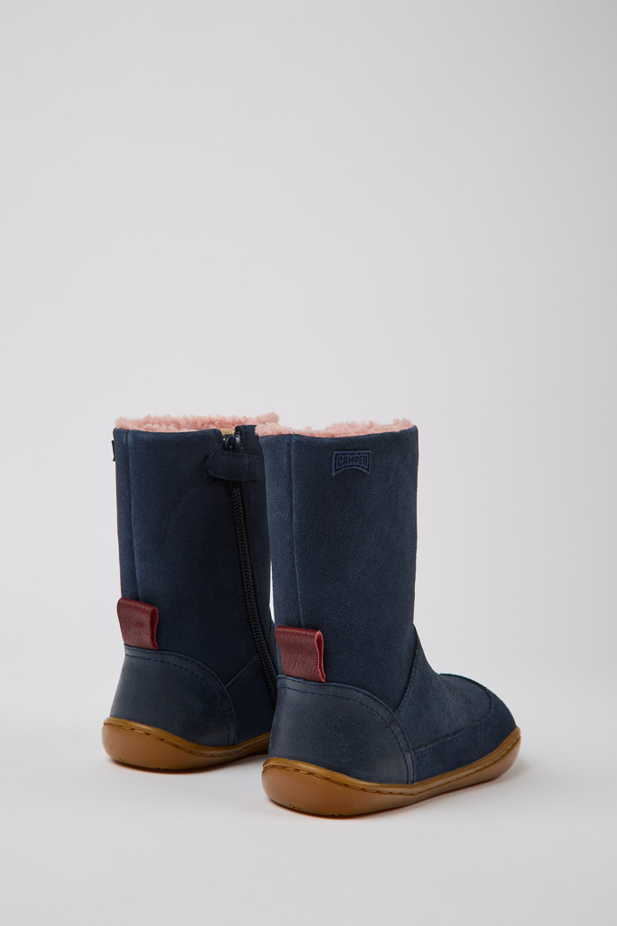 Back view of Peu Navy blue nubuck and leather boots