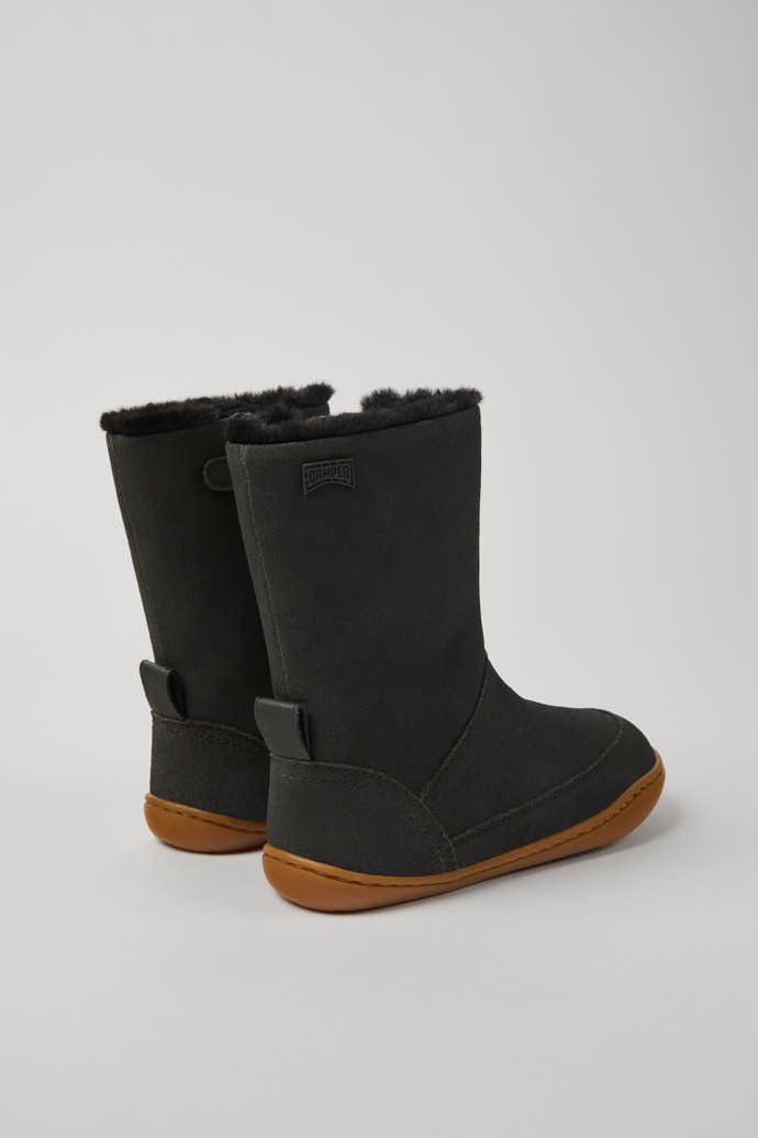 Peu Bottes grises en nubuck et cuir pour enfant