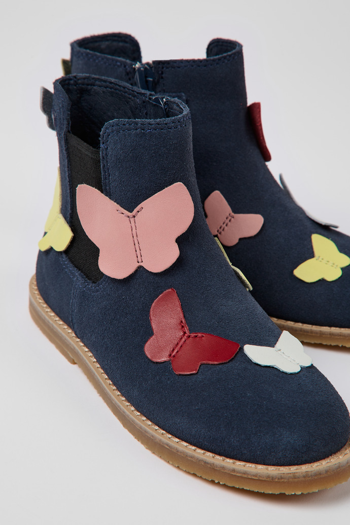 Close-up view of Twins Multicolored nubuck and leather zip-up boots