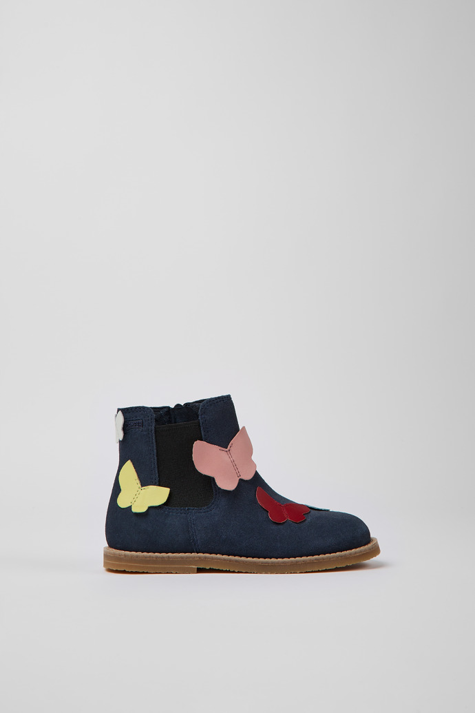 Side view of Twins Multicolored nubuck and leather zip-up boots
