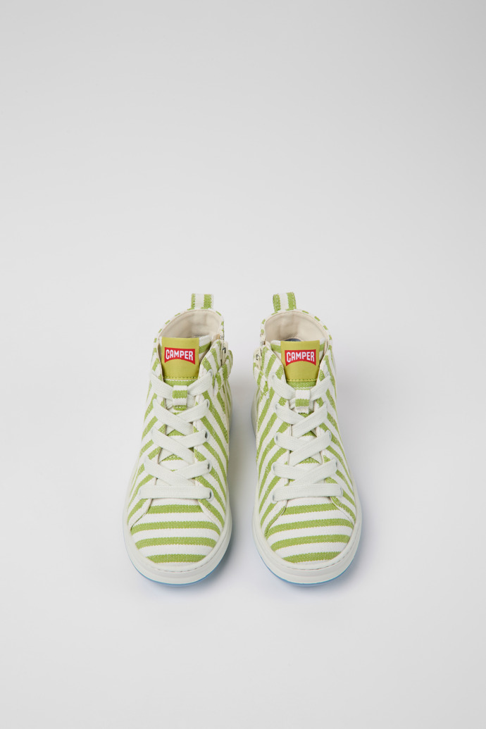 Runner Baskets en tissu vert et blanc pour enfant