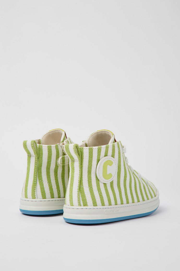Back view of Runner Green and white textile sneakers for kids