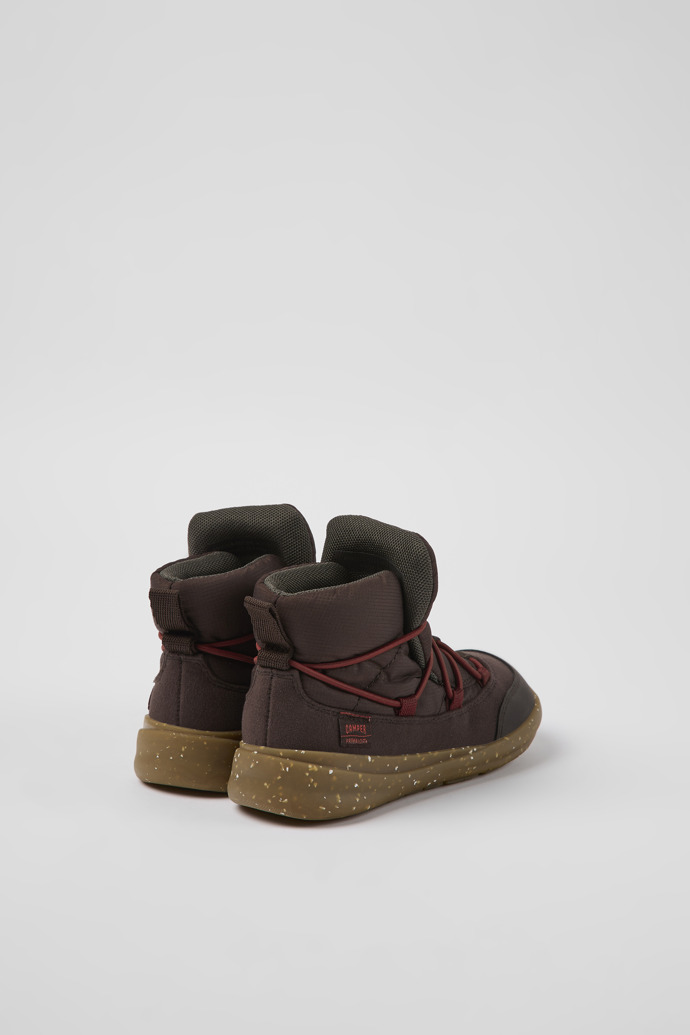 Back view of Ergo Brown textile ankle boots for kids