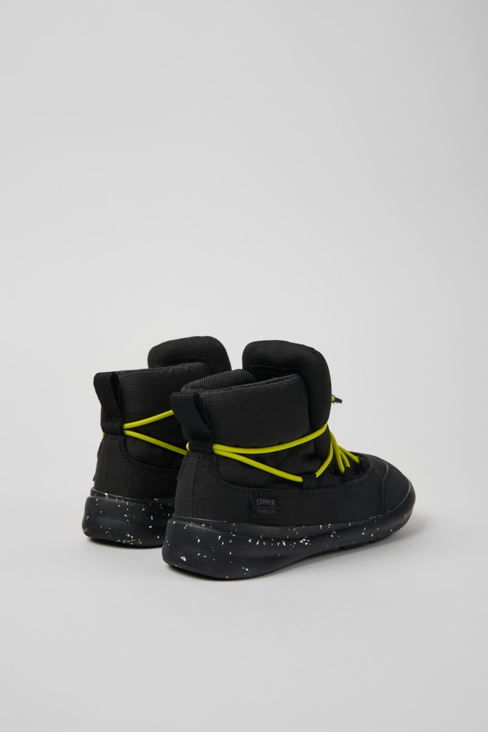 Back view of Ergo Black textile ankle boots for kids