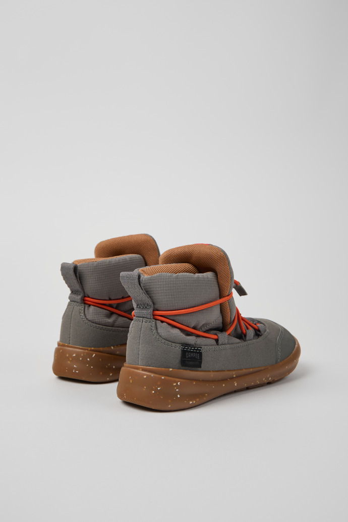 Back view of Ergo Grey textile ankle boots for kids