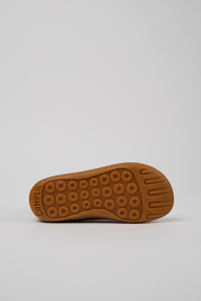 The soles of Twins Blue Leather Ankle Boots for Kids.