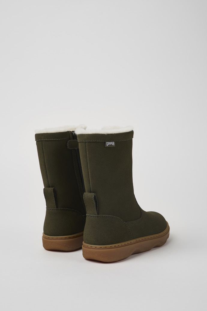 Back view of Kiddo Green nubuck boots for kids