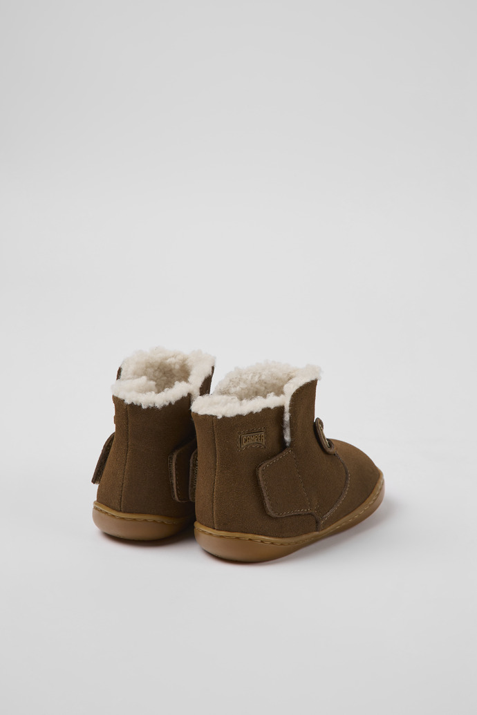 Back view of Twins Brown nubuck boots for kids