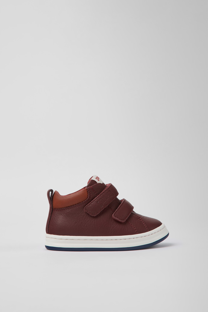 Side view of Runner Burgundy leather sneakers for kids