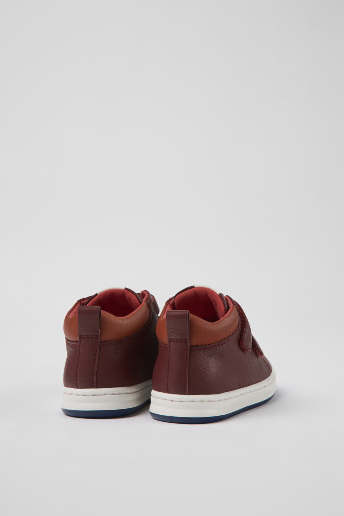 Back view of Runner Burgundy leather sneakers for kids