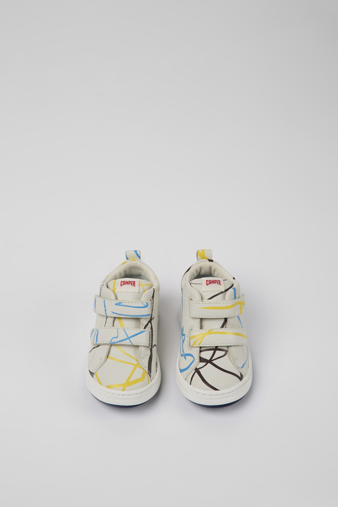Image of Overhead view of Twins Multicolored leather sneakers for kids
