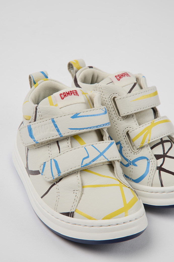 Close-up view of Twins Multicolored leather sneakers for kids