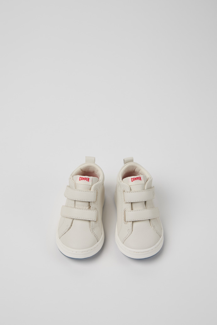 Twins Wit-zwarte leren sneaker voor kinderen