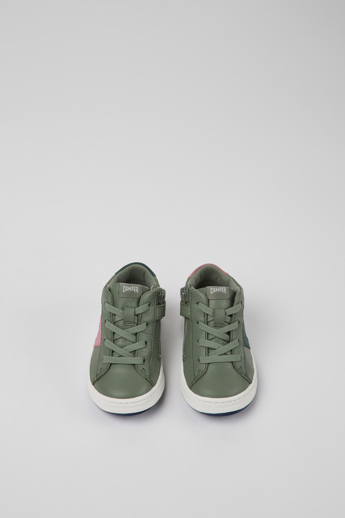 Overhead view of Twins Green leather sneakers for kids